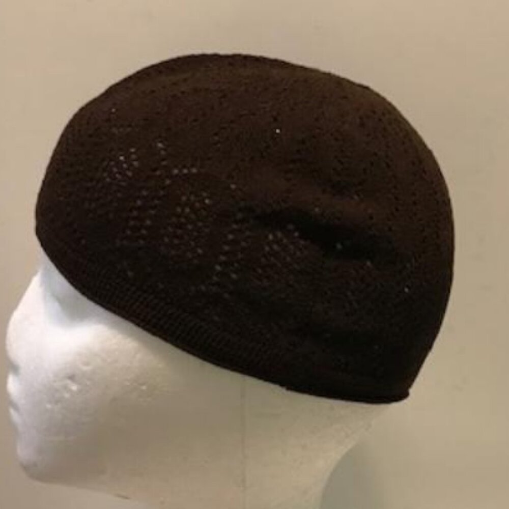 Turkish Knit Cotton Kufi Mercan Skull Cap Brown